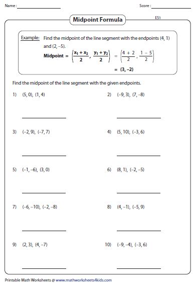 the midpoint formula worksheet answer key